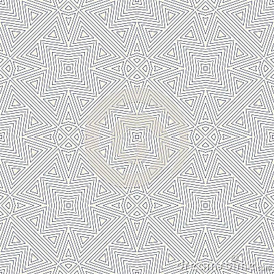Outline ethnic abstract background. Seamless pattern with symmetric geometric ornament. Vector Illustration