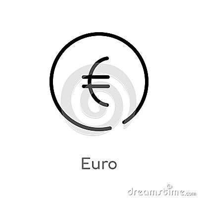 outline euro vector icon. isolated black simple line element illustration from e-commerce and payment concept. editable vector Vector Illustration