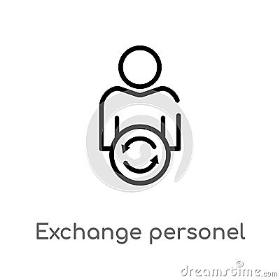 outline exchange personel vector icon. isolated black simple line element illustration from user interface concept. editable Vector Illustration