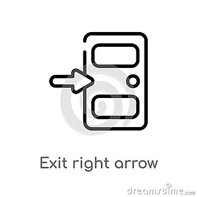 outline exit right arrow vector icon. isolated black simple line element illustration from signs concept. editable vector stroke Vector Illustration