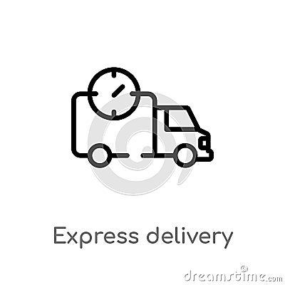 outline express delivery vector icon. isolated black simple line element illustration from delivery and logistics concept. Vector Illustration