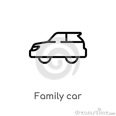 outline family car vector icon. isolated black simple line element illustration from transport concept. editable vector stroke Vector Illustration