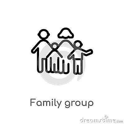 outline family group vector icon. isolated black simple line element illustration from people concept. editable vector stroke Vector Illustration