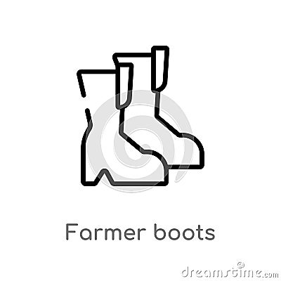 outline farmer boots vector icon. isolated black simple line element illustration from agriculture farming concept. editable Vector Illustration