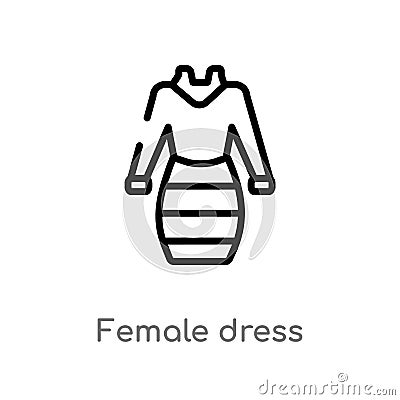 outline female dress vector icon. isolated black simple line element illustration from woman clothing concept. editable vector Vector Illustration