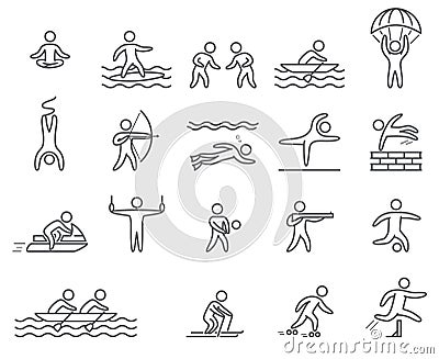 Outline figure athletes. Icons popular sports Vector Illustration