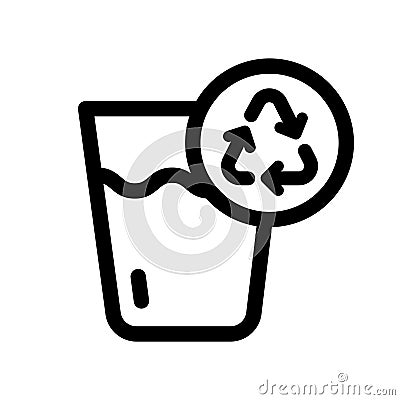 Outline filtered water glass icon Vector Illustration