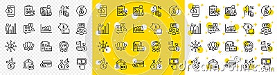 Outline Financial goal, Binary code and Graph chart line icons. For web app. Vector Vector Illustration