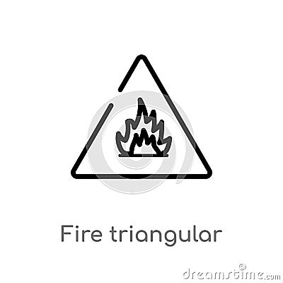 outline fire triangular vector icon. isolated black simple line element illustration from signs concept. editable vector stroke Vector Illustration