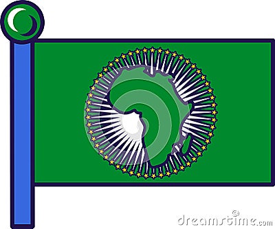 Outline Flag African Union Flagpole Flag Banner Vector Illustration