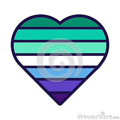 Outline Flag Heart Ally Pride Icon Vector Illustration