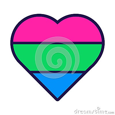 Outline Flag Heart Polysexual Pride Icon Vector Illustration