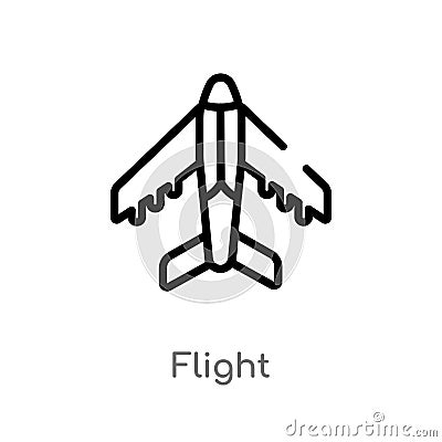 Outline flight vector icon. isolated black simple line element illustration from architecture and travel concept. editable vector Vector Illustration