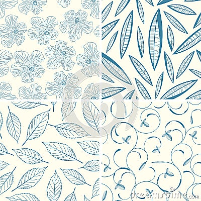 Outline floral patterns Vector Illustration