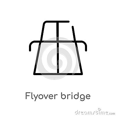 outline flyover bridge vector icon. isolated black simple line element illustration from maps and flags concept. editable vector Vector Illustration