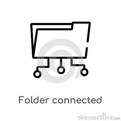 outline folder connected circuit vector icon. isolated black simple line element illustration from computer concept. editable Vector Illustration