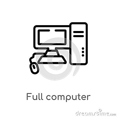 outline full computer vector icon. isolated black simple line element illustration from computer concept. editable vector stroke Vector Illustration