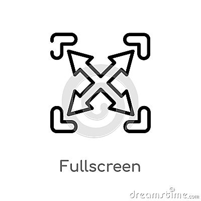 outline fullscreen vector icon. isolated black simple line element illustration from interface concept. editable vector stroke Vector Illustration