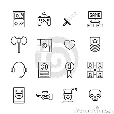 Outline Gamer Icons Vector Illustration