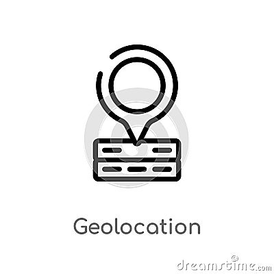 outline geolocation vector icon. isolated black simple line element illustration from big data concept. editable vector stroke Vector Illustration