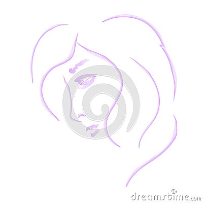 The outline of the girl in the profile is stylized as watercolor Vector Illustration