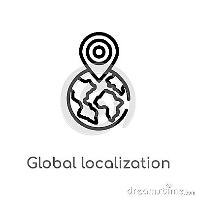 outline global localization vector icon. isolated black simple line element illustration from networking concept. editable vector Vector Illustration