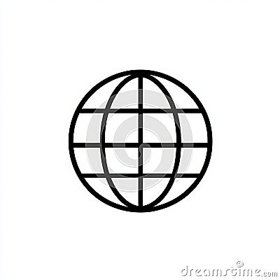 Outline of a globe with latitude and longitude lines displayed on a plain background. Generative AI Stock Photo