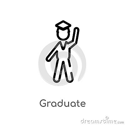 outline graduate vector icon. isolated black simple line element illustration from education 2 concept. editable vector stroke Vector Illustration