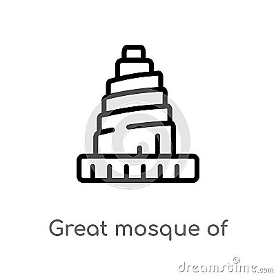 outline great mosque of samarra vector icon. isolated black simple line element illustration from monuments concept. editable Vector Illustration