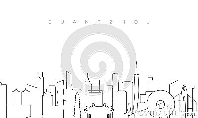 Outline Guangzhou skyline. Vector Illustration