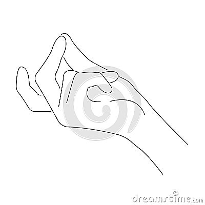 Outline of a hand with a magic gesture snapping fingers. Touching a finger means expression to do something quickly and easily Cartoon Illustration