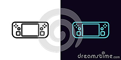Outline handheld game console icon, with editable stroke. Portable gaming deck device, gadget pictogram. Handheld gamepad with Vector Illustration