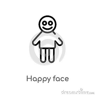 outline happy face vector icon. isolated black simple line element illustration from people concept. editable vector stroke happy Vector Illustration