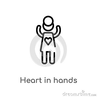 outline heart in hands vector icon. isolated black simple line element illustration from people concept. editable vector stroke Vector Illustration