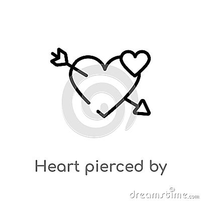 outline heart pierced by an arrow vector icon. isolated black simple line element illustration from shapes concept. editable Vector Illustration