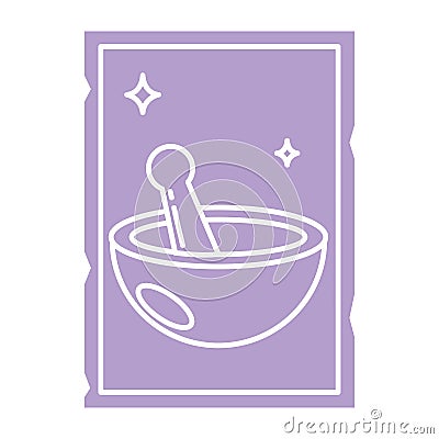 Outline of a herbology bowl on a tarot card Vector Vector Illustration