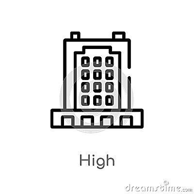 outline high vector icon. isolated black simple line element illustration from buildings concept. editable vector stroke high icon Vector Illustration