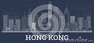 Outline Hong Kong China City Skyline with White Buildings Stock Photo