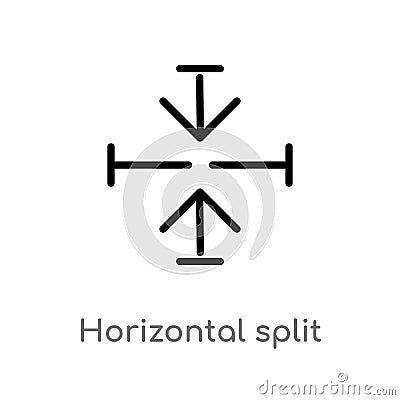 outline horizontal split vector icon. isolated black simple line element illustration from arrows concept. editable vector stroke Vector Illustration