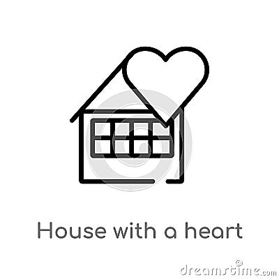 outline house with a heart vector icon. isolated black simple line element illustration from buildings concept. editable vector Vector Illustration