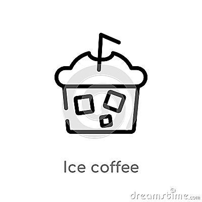 outline ice coffee vector icon. isolated black simple line element illustration from alcohol concept. editable vector stroke ice Vector Illustration