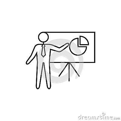 Outline icon - Businessman chart Vector Illustration