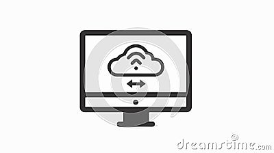 Efficient Cloud Sync on Computer: Streamline Data Synchronization Outline Vector Illustration