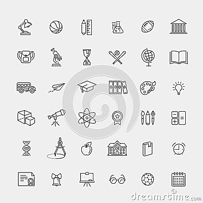 Outline icon collection - School education Vector Illustration