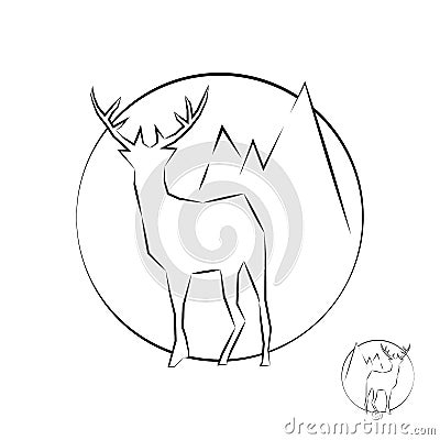 Outline icon with a deer Vector Illustration
