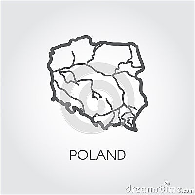 Outline icon of Poland map. Contour simplicity emblem. Vector shape of country for atlas and other design projects Vector Illustration