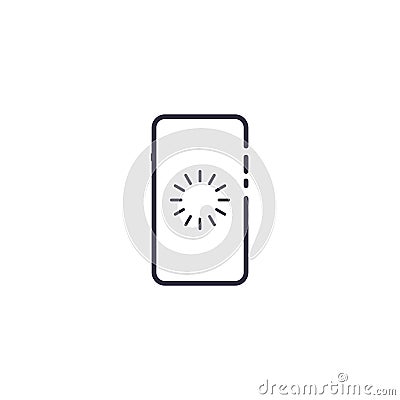 Outline icon of vector smartphone with buffer loader or preloader shape. Mobile load screen bar website concept line illustration Vector Illustration