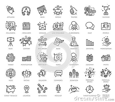 Outline icons collection. Simple vector illustration. Sign and symbols in flat design blogging, marketing and business Vector Illustration