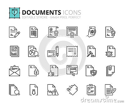 Outline icons about documents Vector Illustration