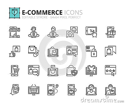 Outline icons about ecommerce Vector Illustration